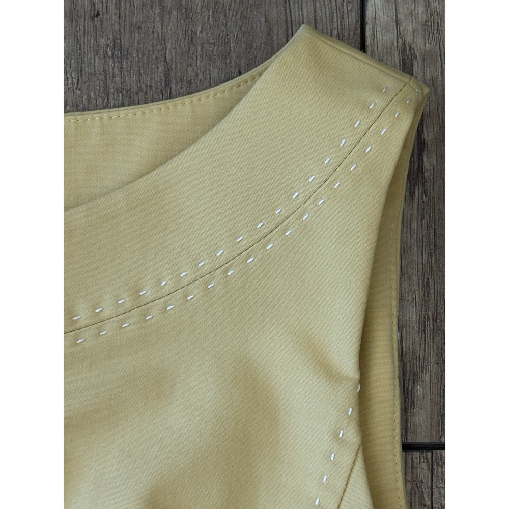 Lafayette 148 Yellow Sheath Dress Contrast Stitch Back Zip Pockets XL Quiet Lux - Picture 3 of 13